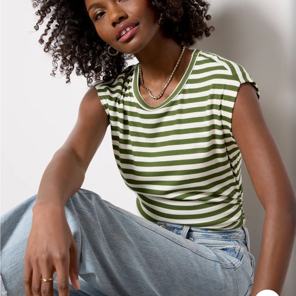 Michael Stars Olive Striped Tee